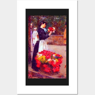 'Flower Girl' by Childe Hassam REMASTERED TECHNICOLOR Posters and Art